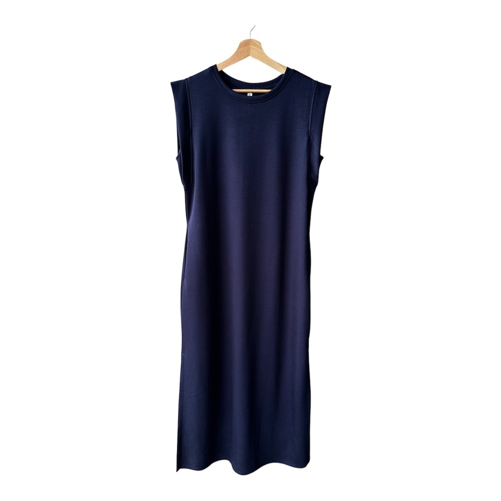 Grecerelle Maxi Dress Navy Blue Sleeveless Pockets Large